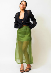 Sheer Organza Midi Skirt