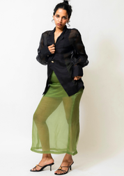 Sheer Organza Midi Skirt