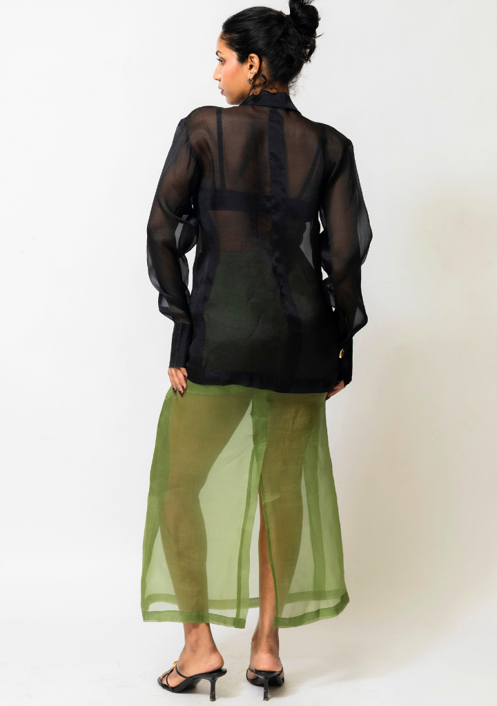 Sheer Organza Midi Skirt