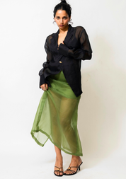 Sheer Organza Midi Skirt