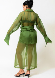 Sheer Organza Wrap Shirt