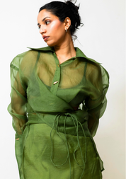 Sheer Organza Wrap Shirt