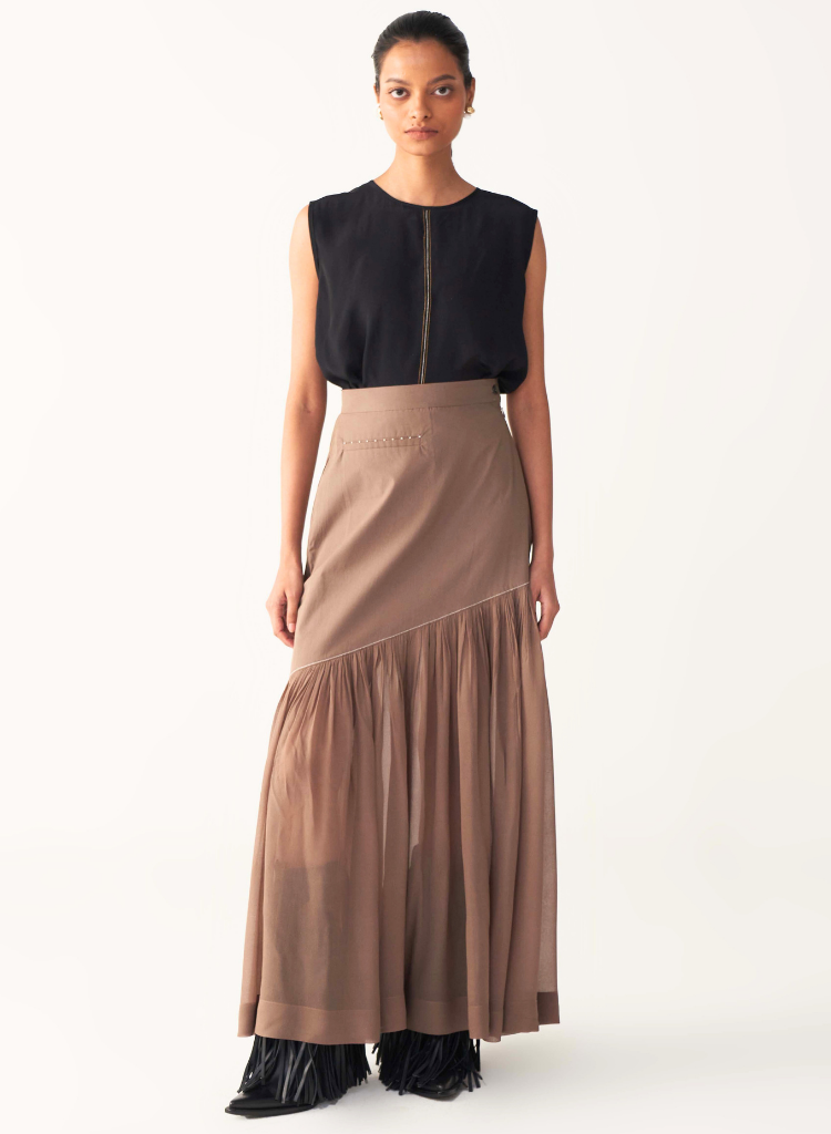 Sheer Panel Skirt Set