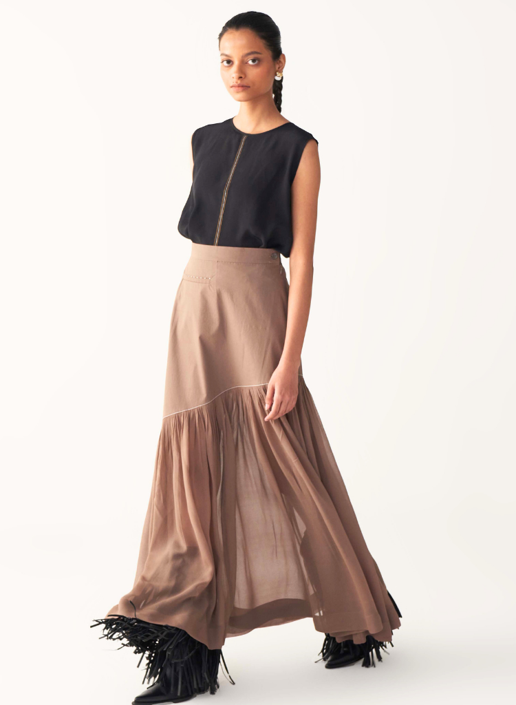 Sheer Panel Skirt Set