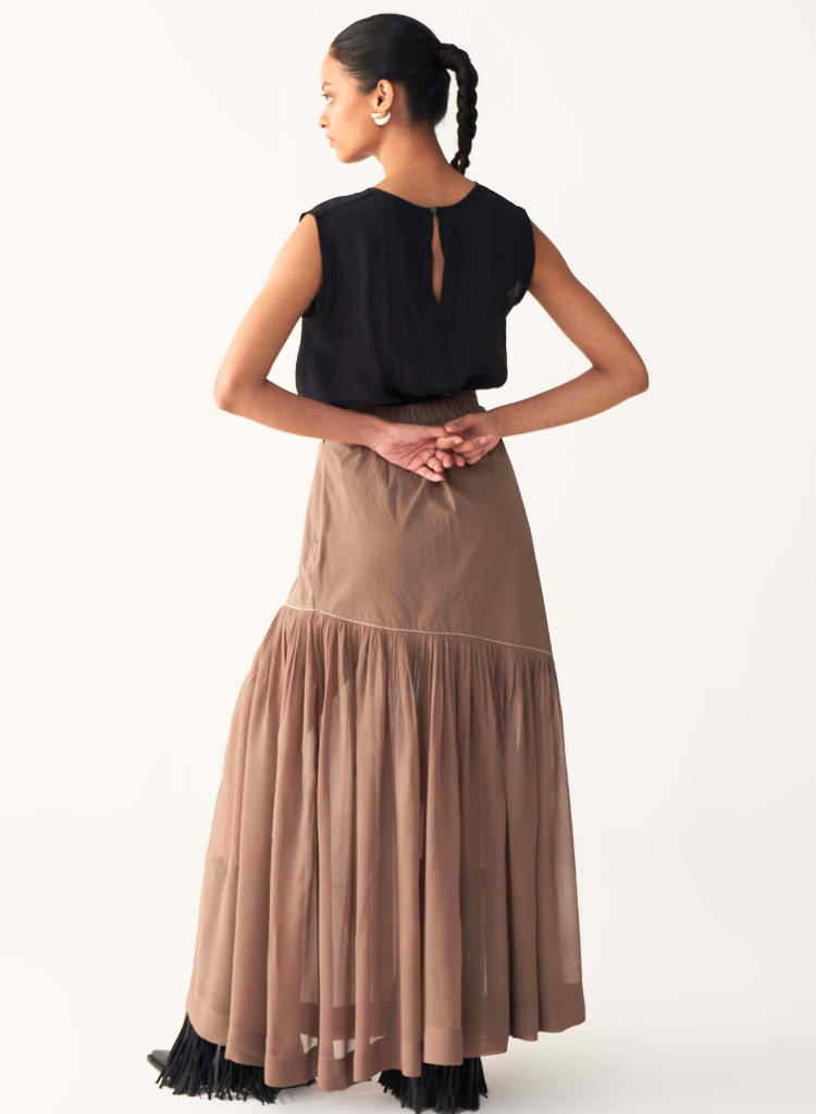 Sheer Panel Skirt Set