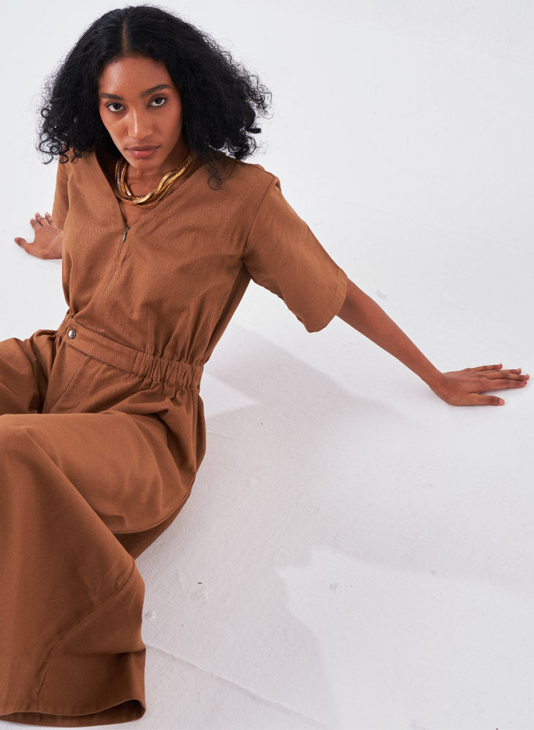 Side Elastic Waist Jumpsuit