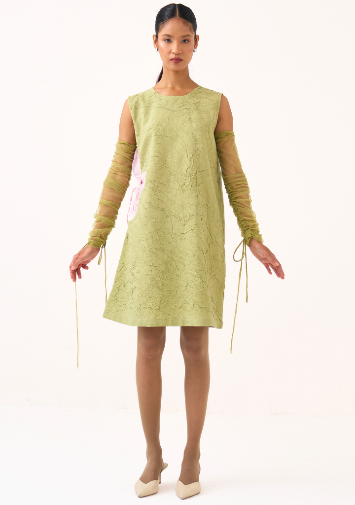Side Floral Drawstring Dress