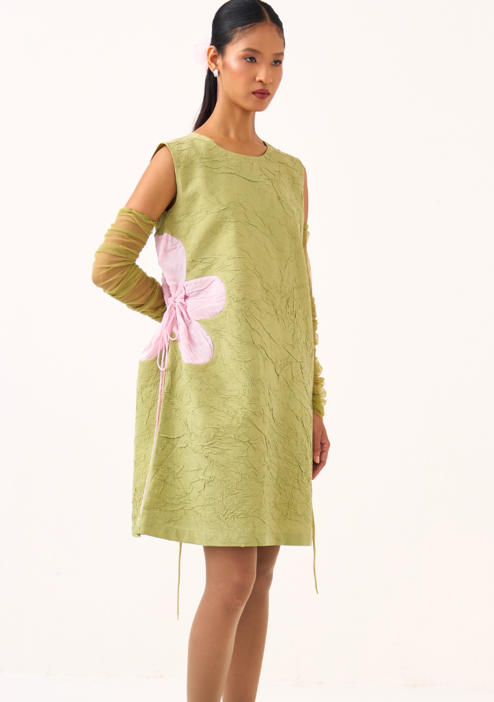 Side Floral Drawstring Dress