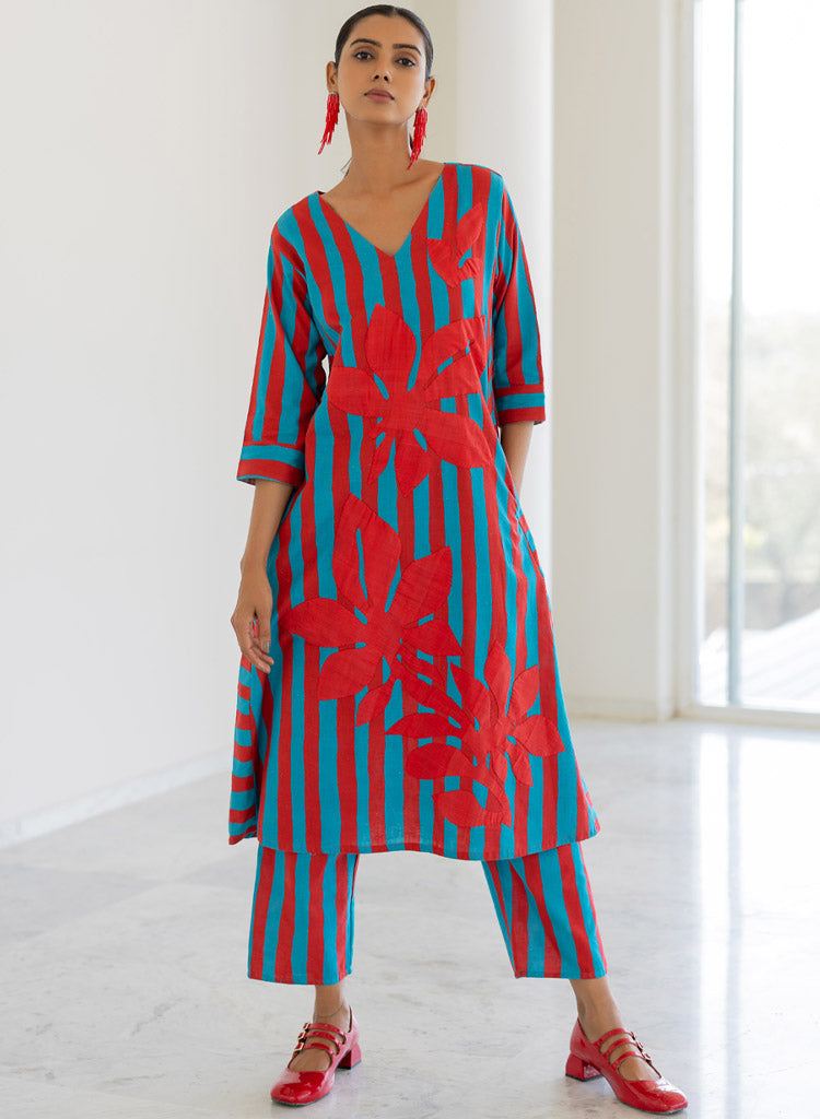 Sky Fire Appliqué Kurta Set