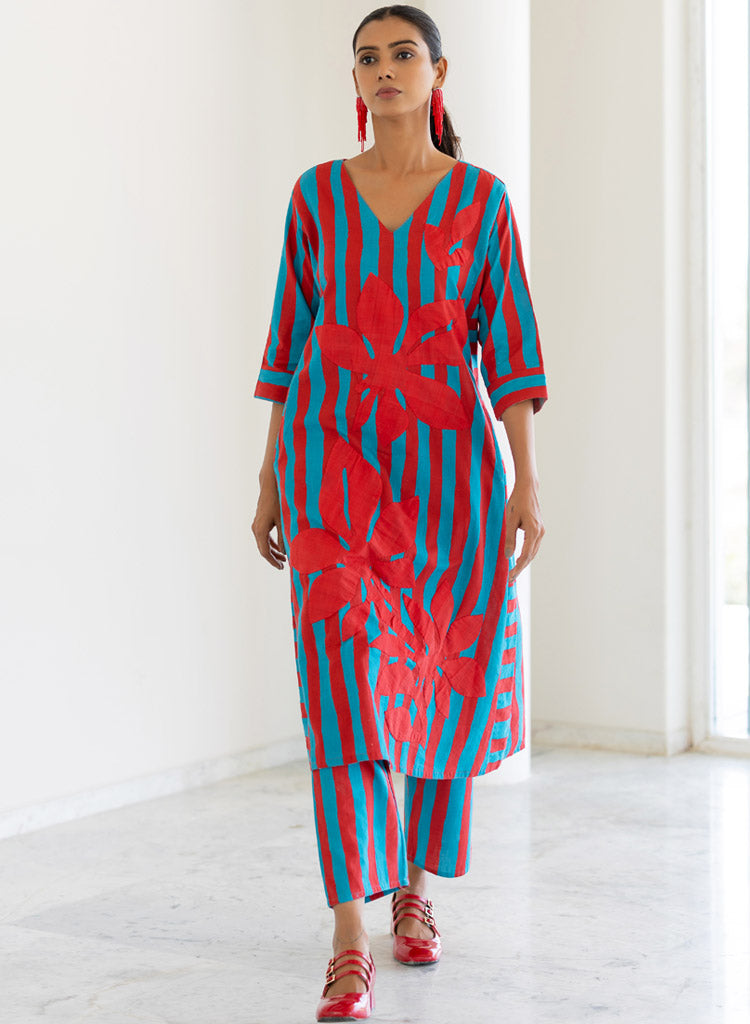 Sky Fire Appliqué Kurta Set