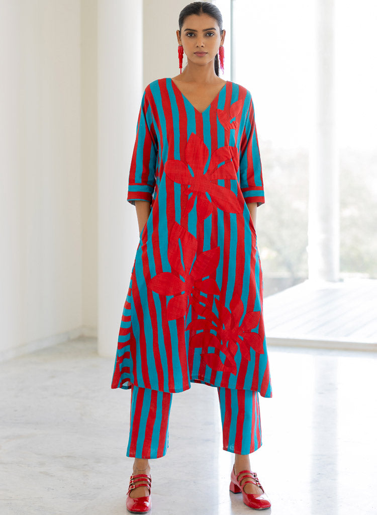 Sky Fire Appliqué Kurta Set