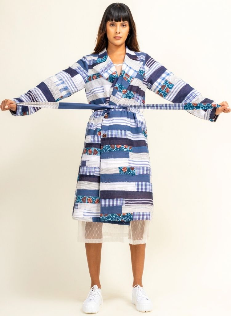 Sky Patchwork Trench