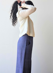 Slant Pleat Flow Blouse