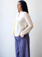 Slant Pleat Flow Blouse
