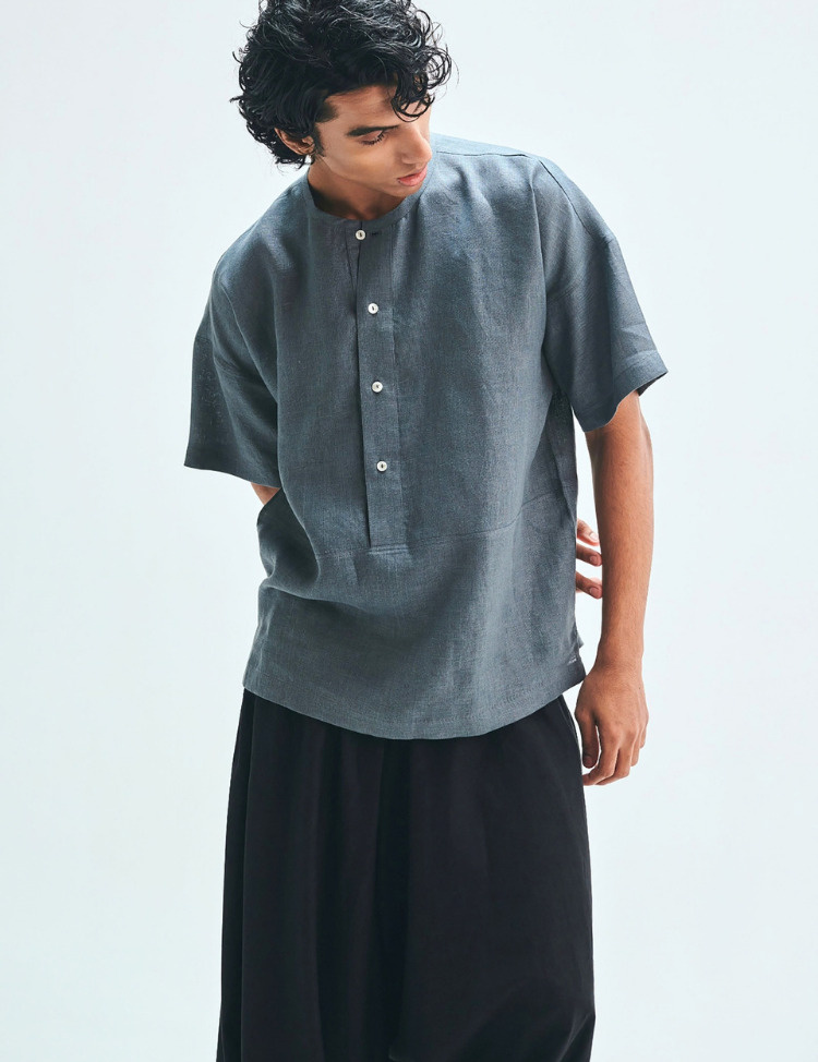 Slate-Half-Sleeves-Panelled-Shirt-Kurta-C.png