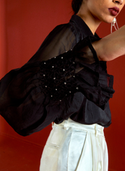 Smocking Detail Shirt Set