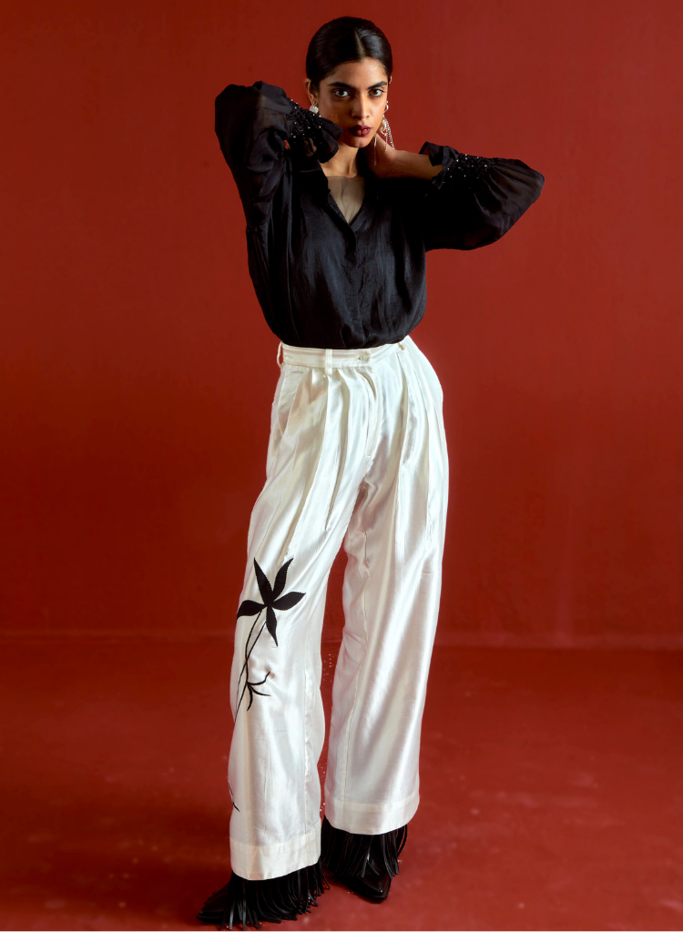 Smocking Detail Shirt Set