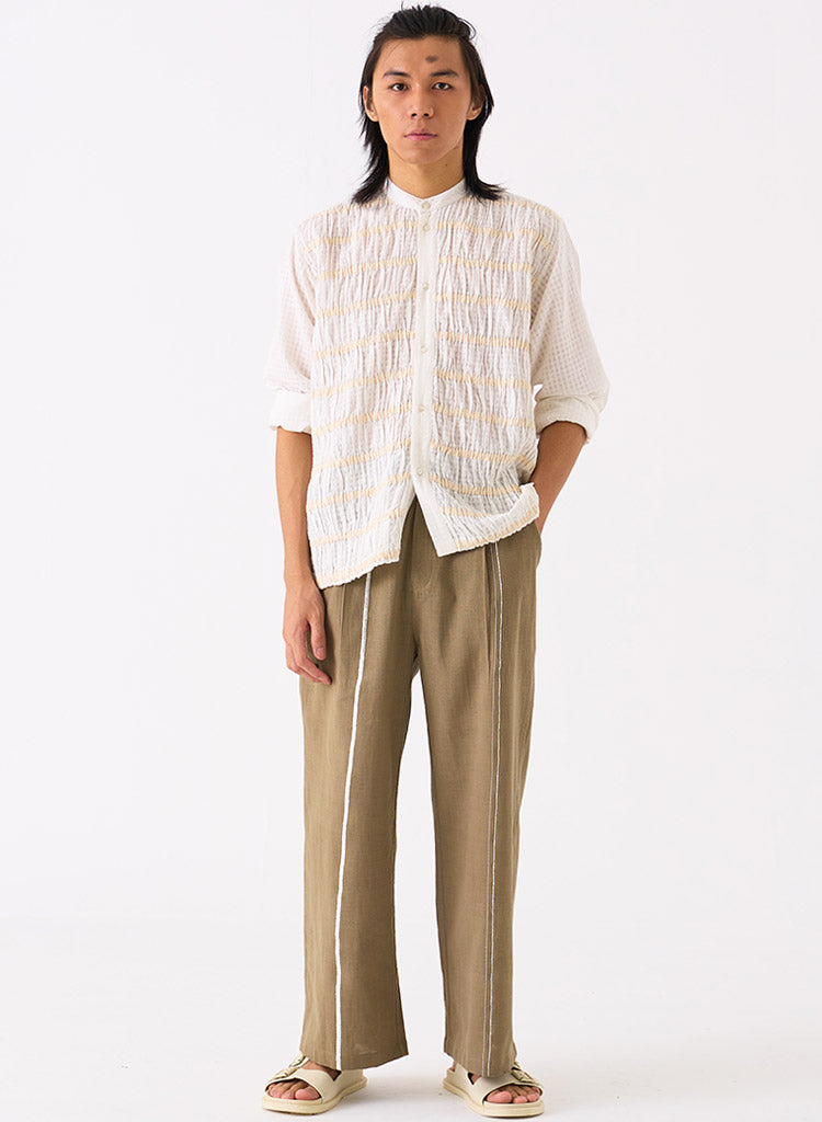 Smocking Detail Shirt Set