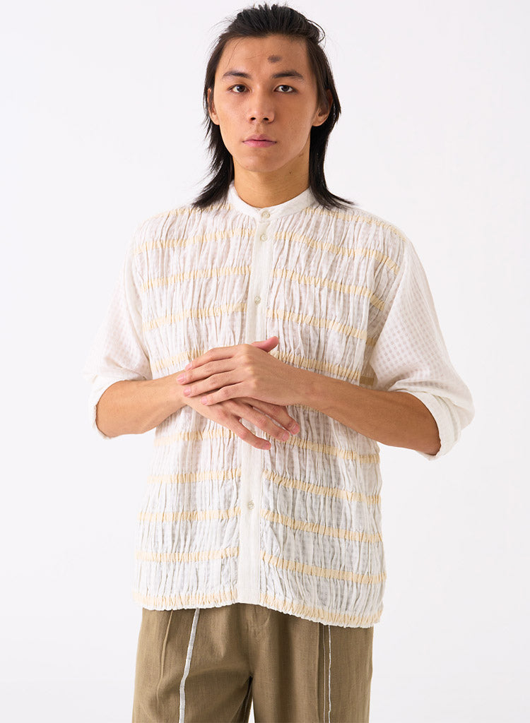 Smocking Detail Shirt Set