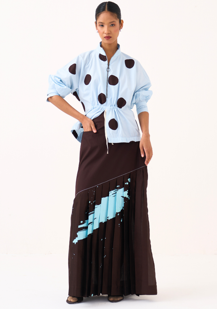 Splash Print Pleated Skirt
