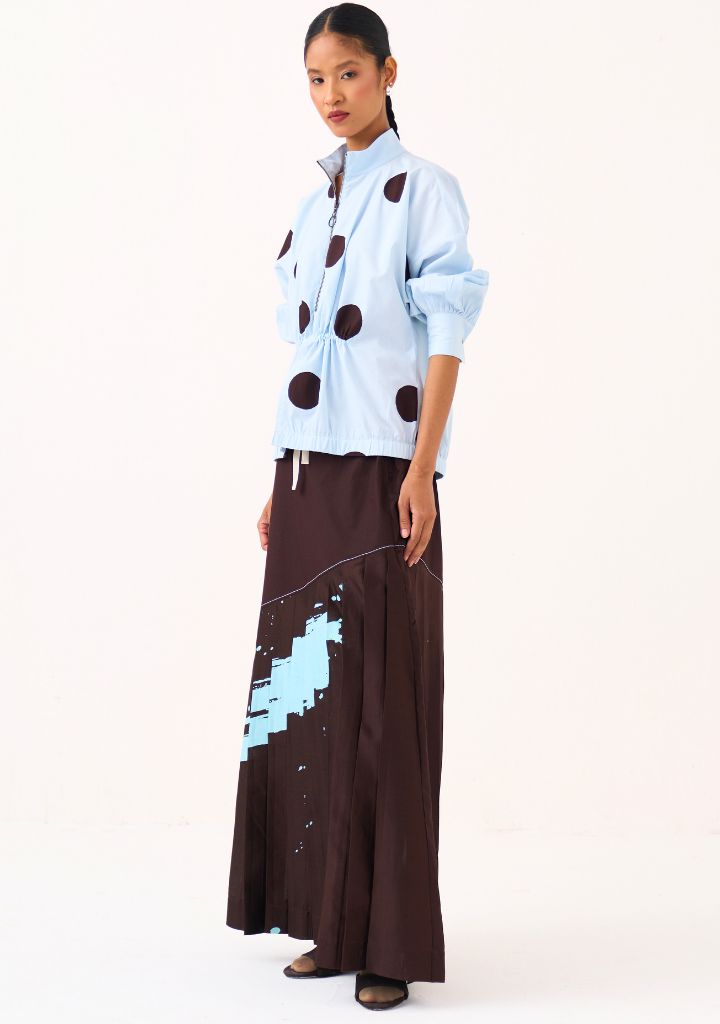 Splash Print Pleated Skirt