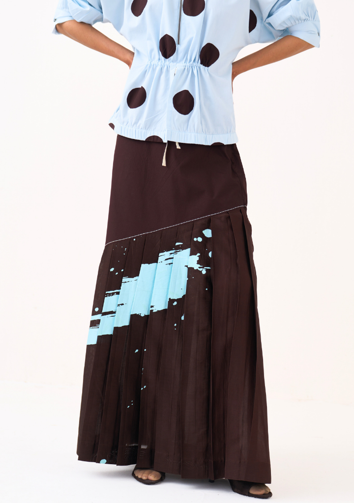 Splash Print Pleated Skirt Set
