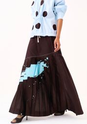 Splash Print Pleated Skirt