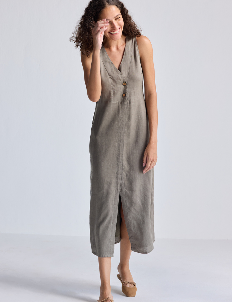 Straight-Dress-with-Front-Slit-in-Dark-Green-Hemp-A.png