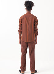 Stripe Band Collar Shirt