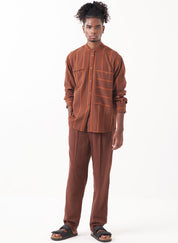 Stripe Band Collar Shirt