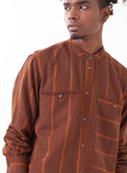 Stripe Band Collar Shirt