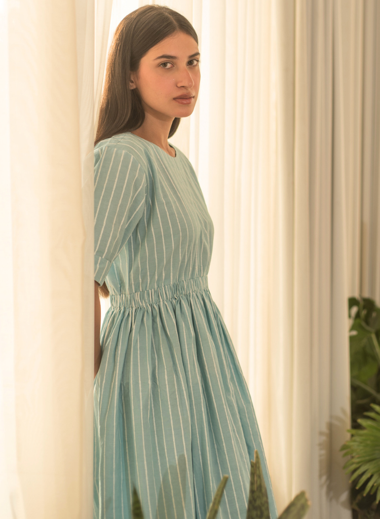 Stripe Elastic Waist Dress