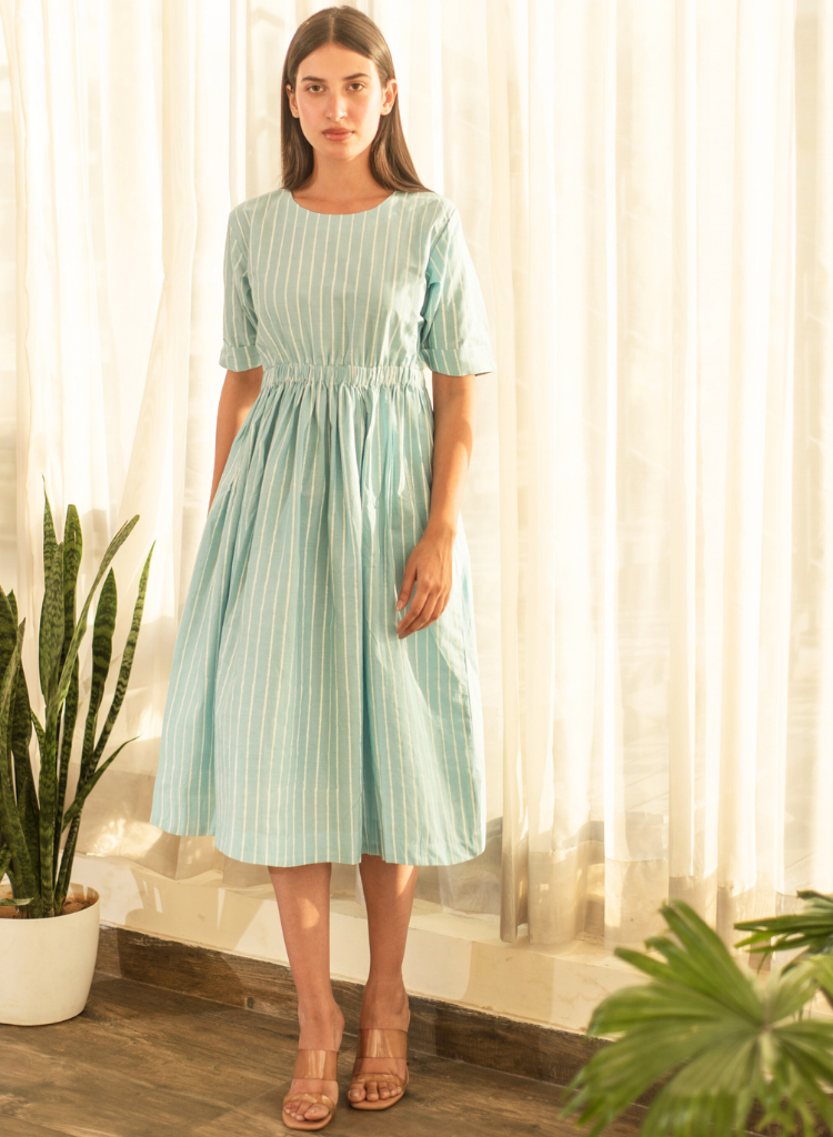 Stripe Elastic Waist Dress