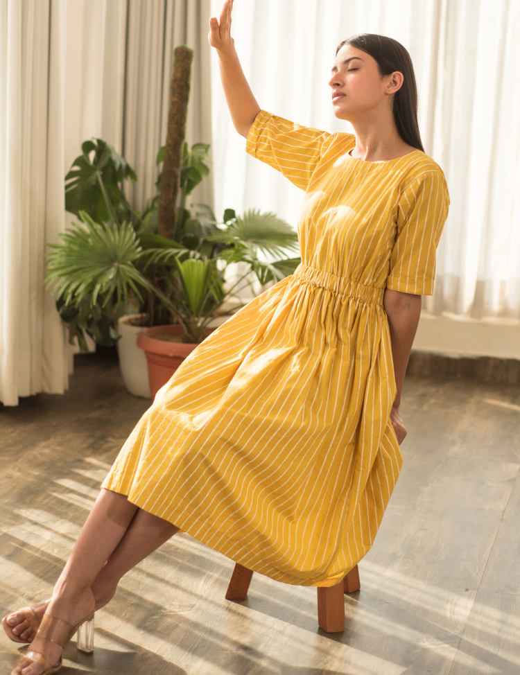 Stripe Elastic Waist Dress