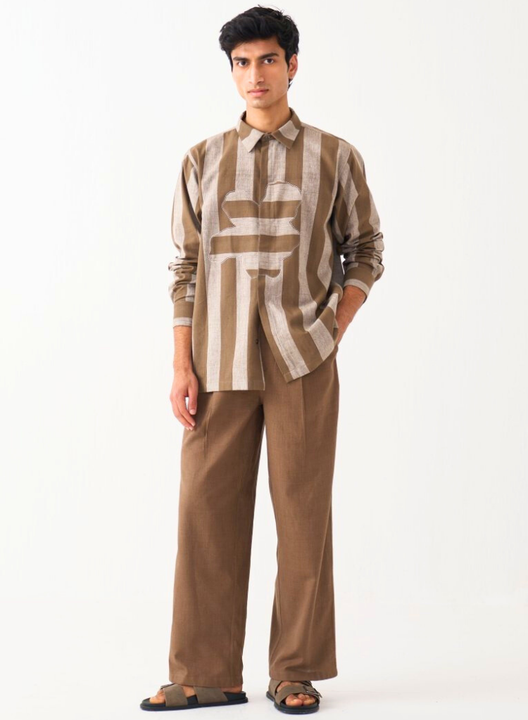 Stripe Floral Applique Shirt