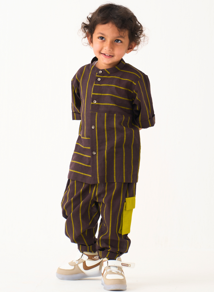 Stripe Panel Shirt Set