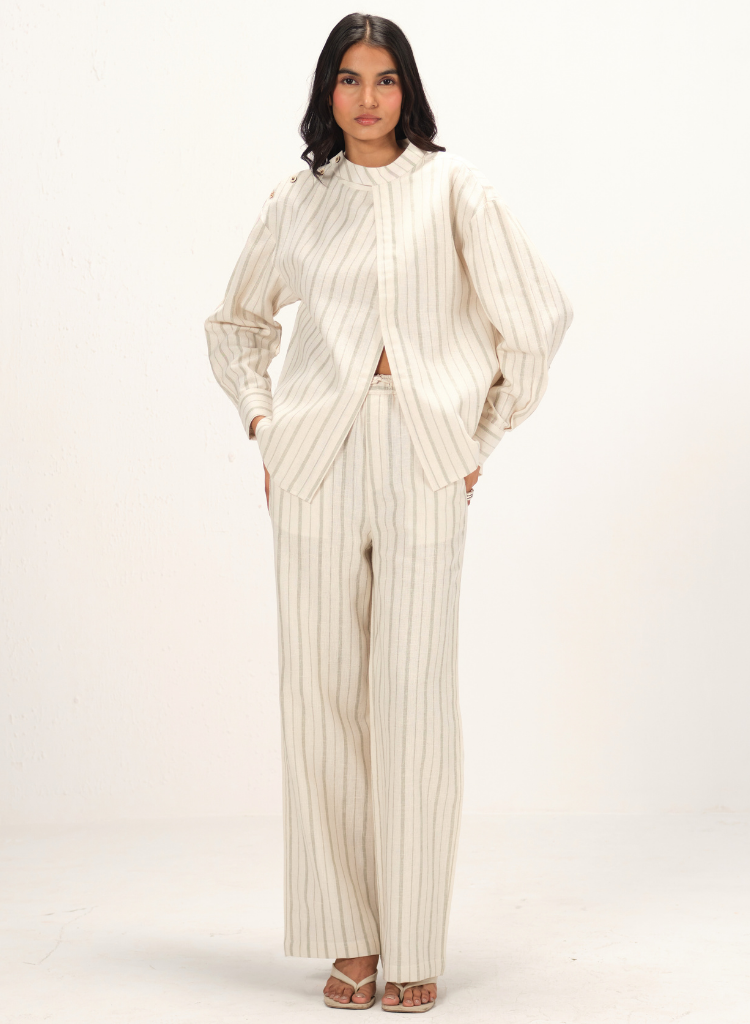 Striped Band Collar Top