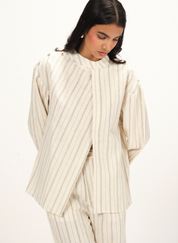 Striped Band Collar Top