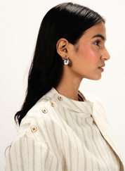 Striped Band Collar Top