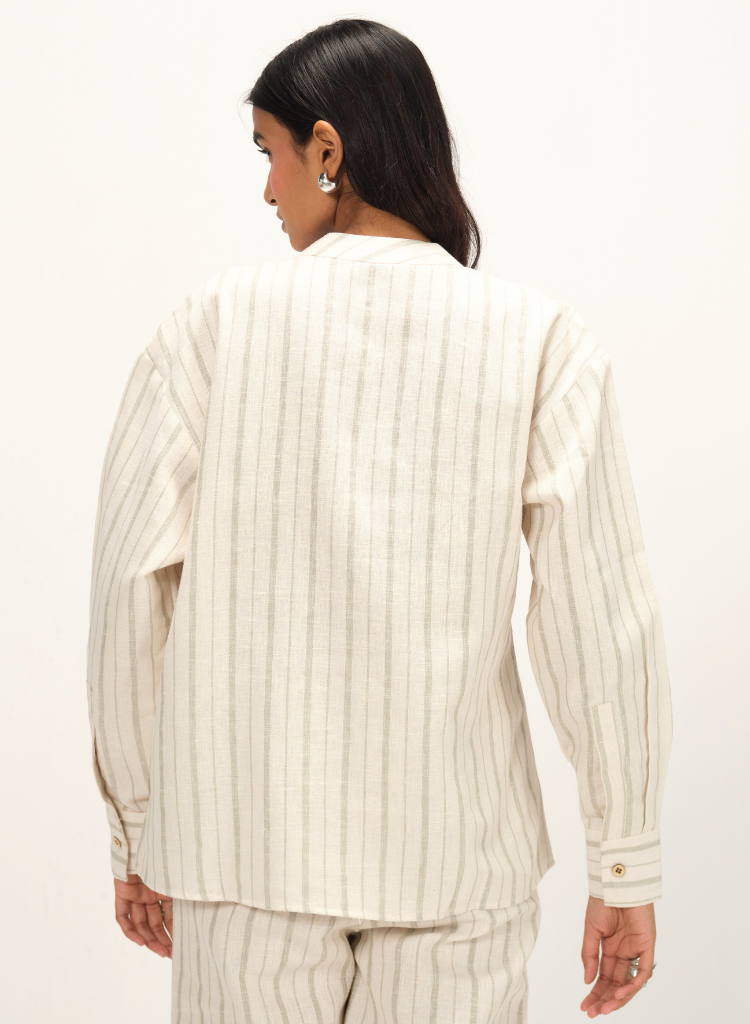 Striped Band Collar Top