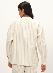 Striped Band Collar Top