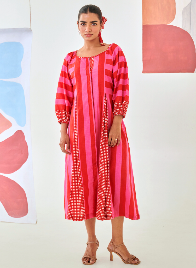 Striped Box Pleat Dress