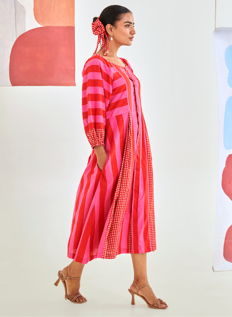 Striped Box Pleat Dress