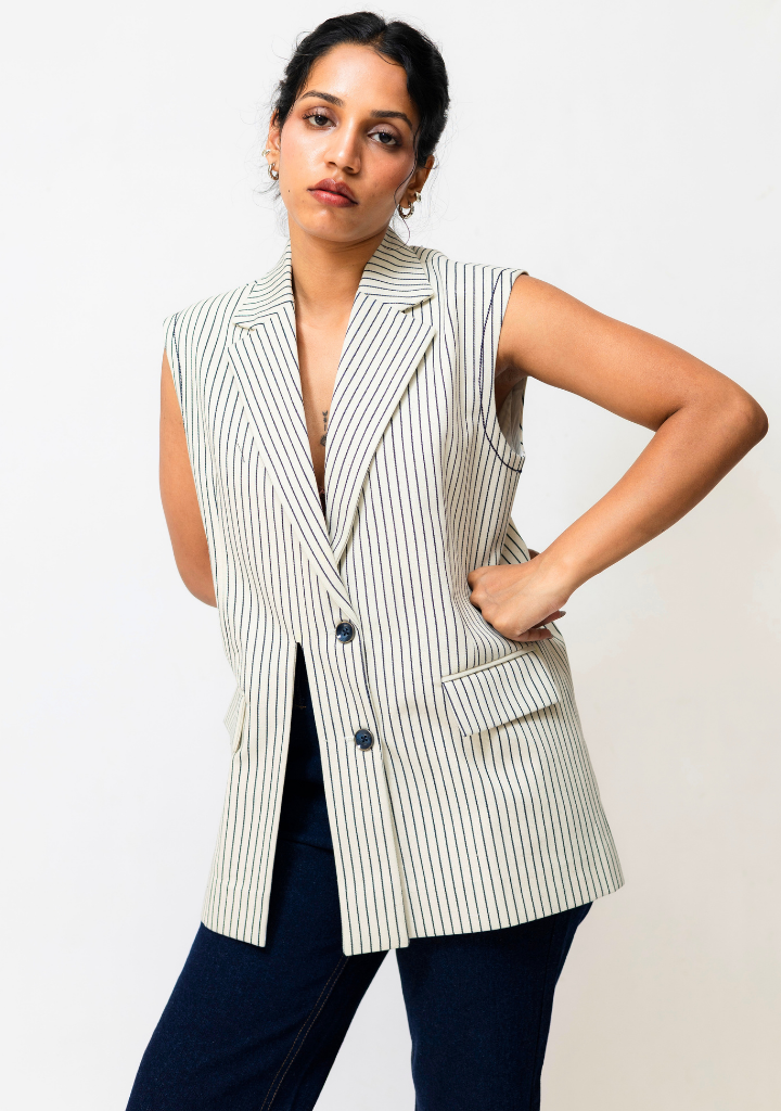 Striped Denim Waistcoat