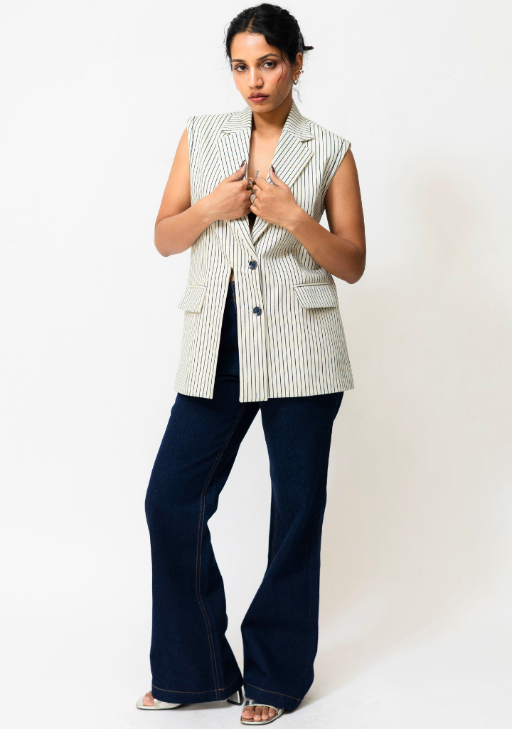 Striped Denim Waistcoat