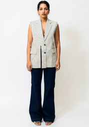Striped Denim Waistcoat