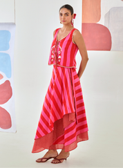 Striped Embroidered Set