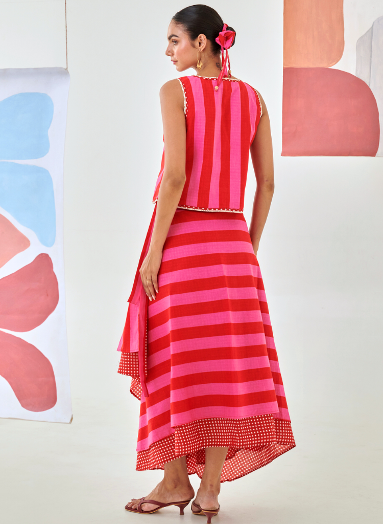 Striped Embroidered Set