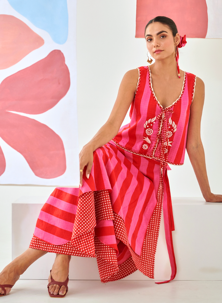 Striped Embroidered Top