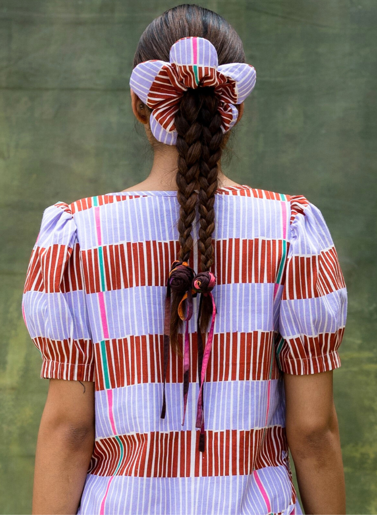 Striped Floral Scrunchie